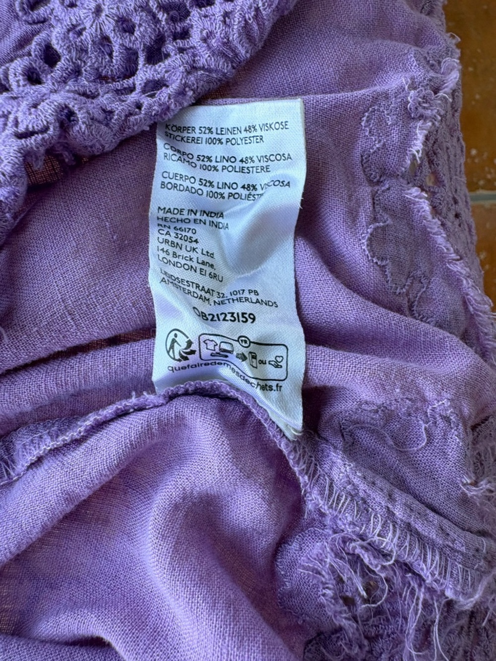 By Anthropologie $128 Lavender Linen Blend Lace-Collar Blouse Size M - Picture 5 of 7